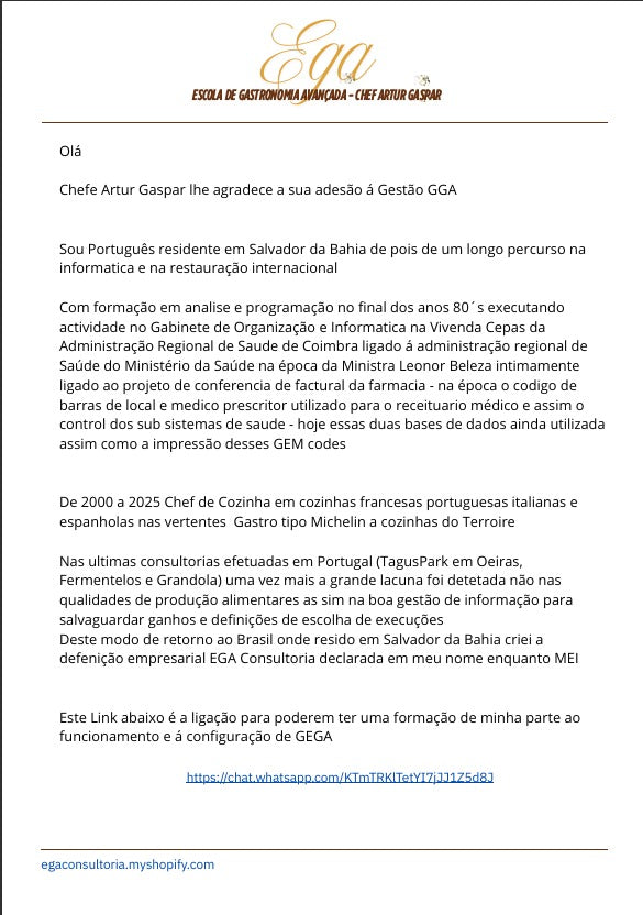 G EGA Consultoria Portugal 24,96  / 150 Reais (Brasil)