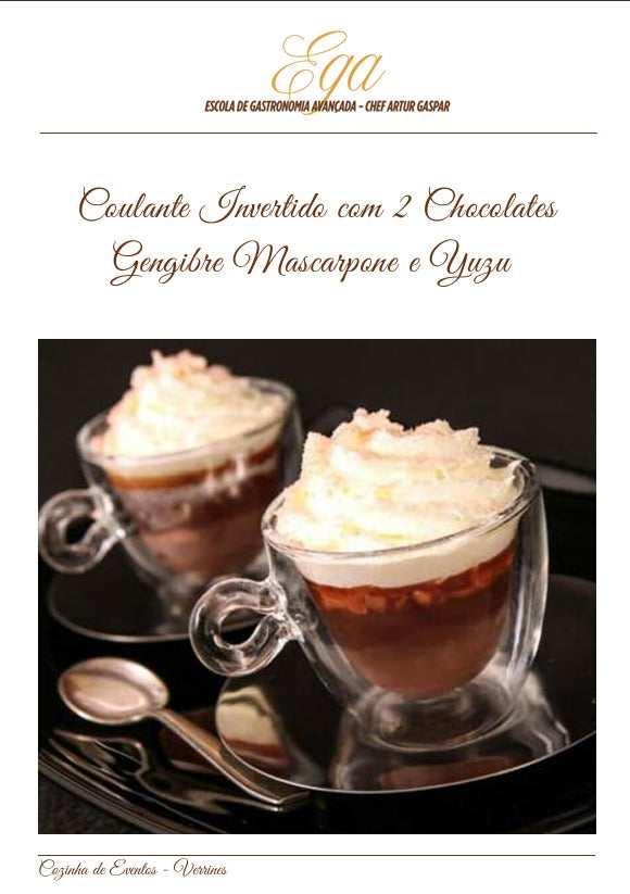 Coulante Invertido com 2 Chocolates Gengibre Mascarpone e Yuzu