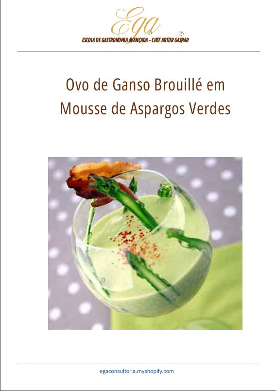 Ovo de Ganso Brouillé em Mousse de Aspargos Verdes - 30 reais (BRL R$) corresponde a mais ou menos 5 €
