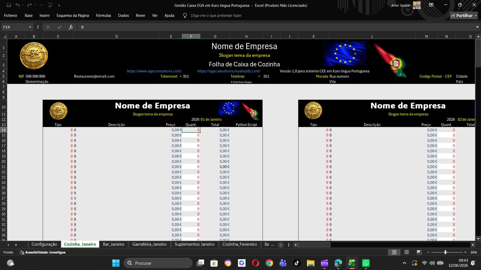 G EGA Consultoria Portugal 24,96  / 150 Reais (Brasil)