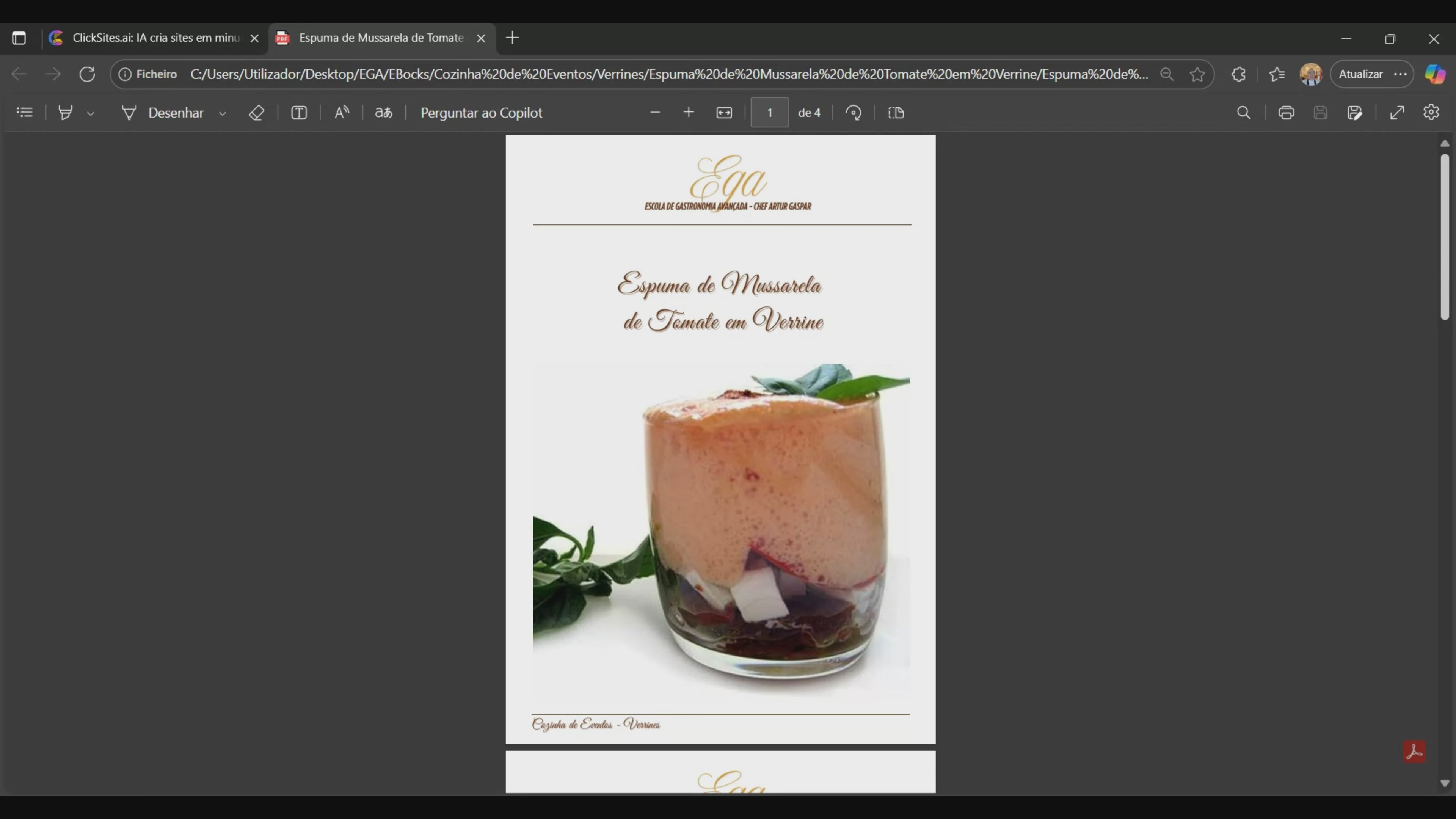 Espuma de Mussarela de Tomate em Verrine