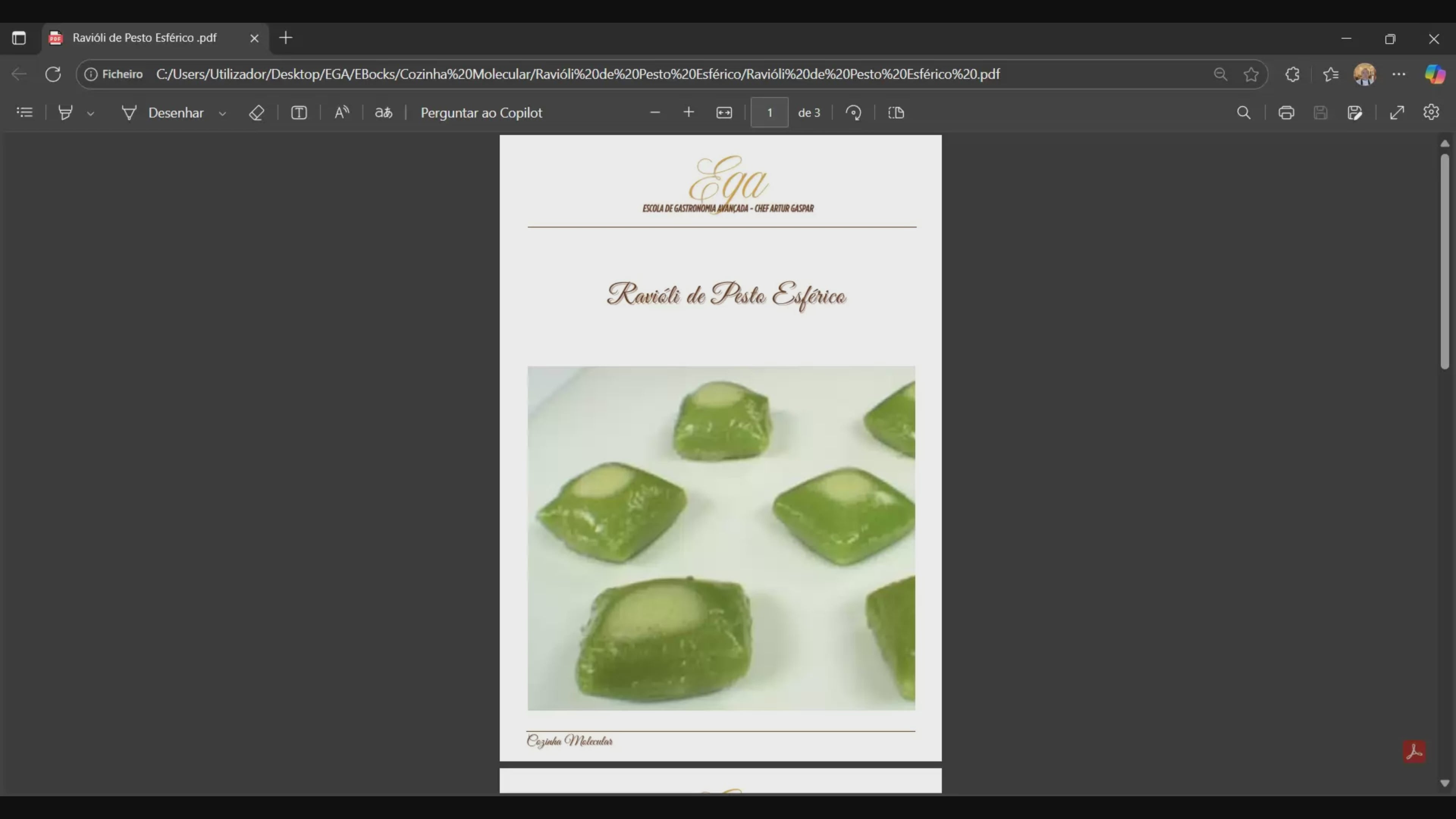 Ravióli de Pesto Esférico