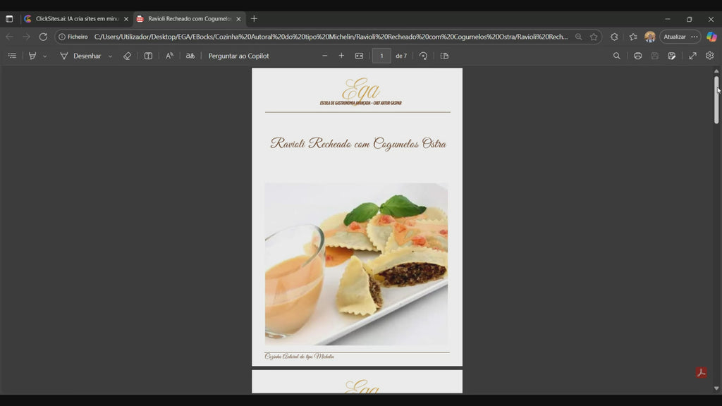 Ravioli Recheado com Cogumelos Ostra