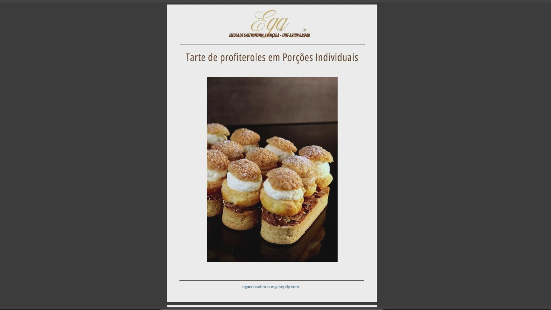 Tarte de profiteroles em Porções Individuais - 30 reais (BRL R$) corresponde a mais ou menos 5 €