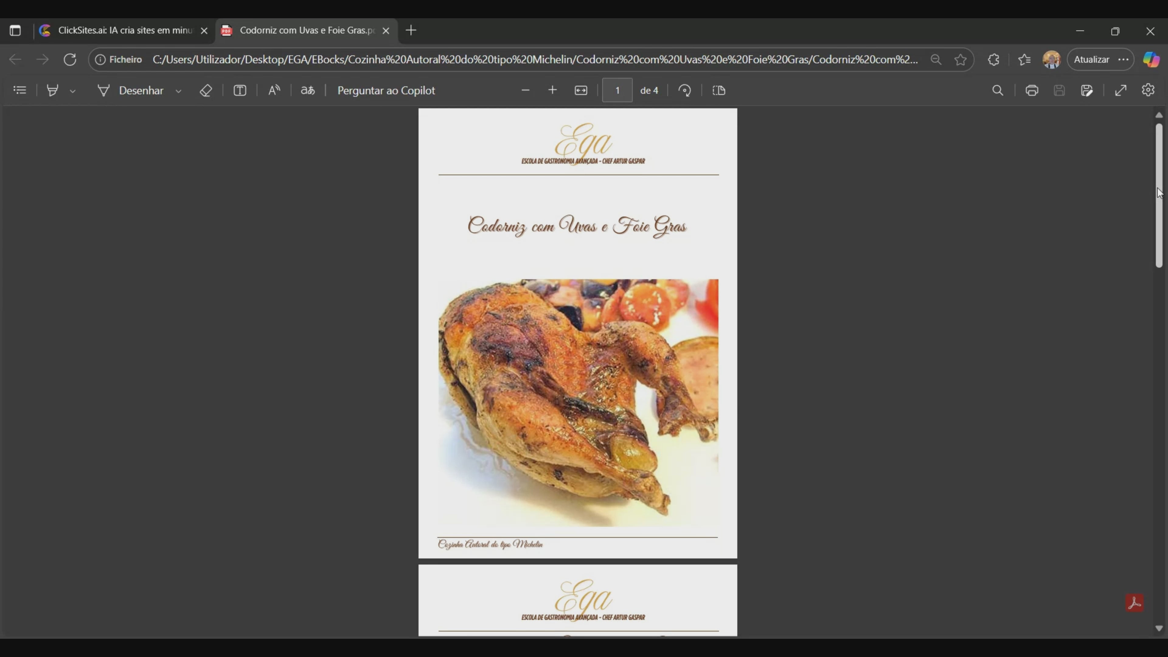 Codorniz com Uvas e Foie Gras