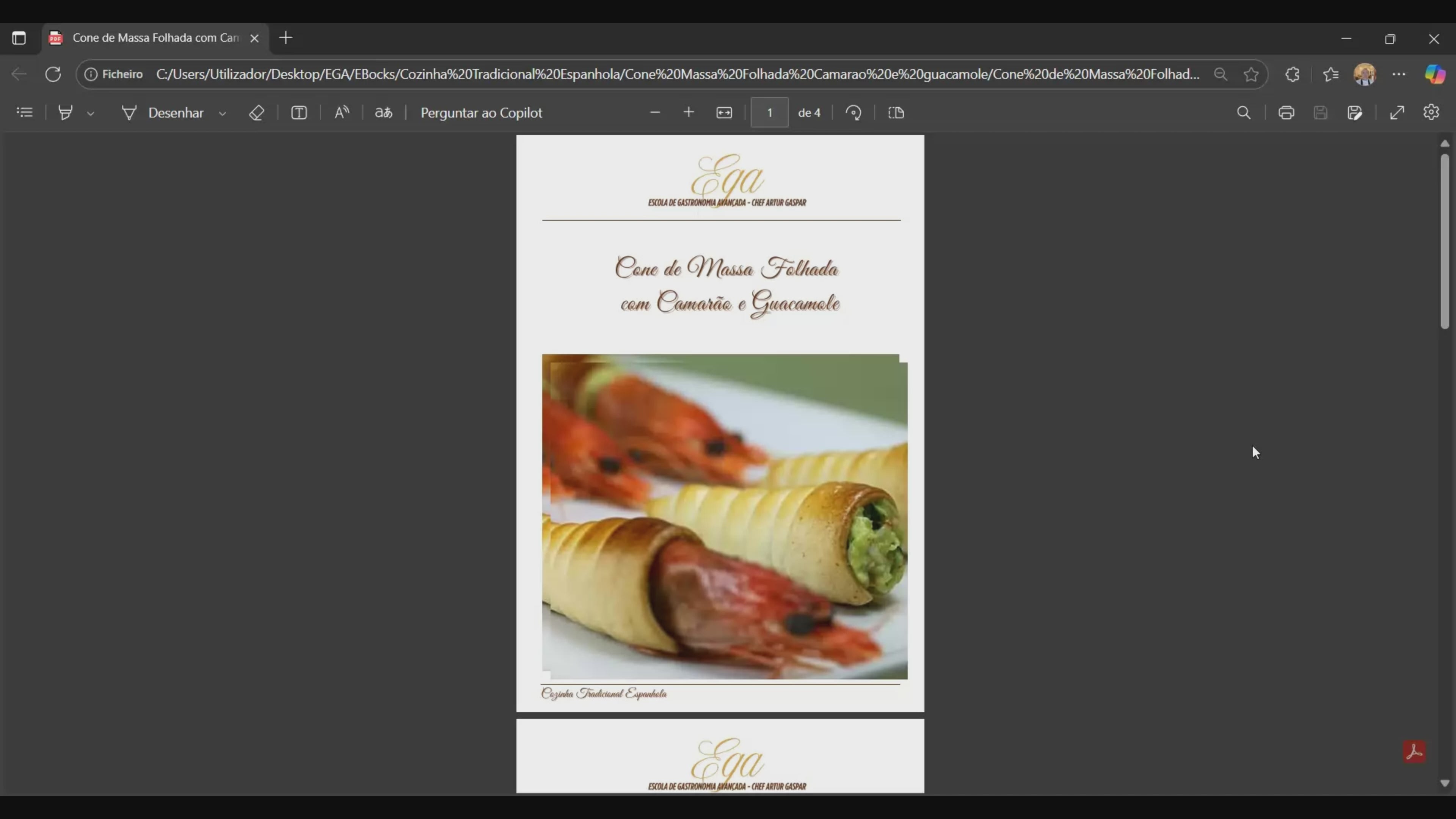 Cone de Massa Folhada com Camarão e Guacamole