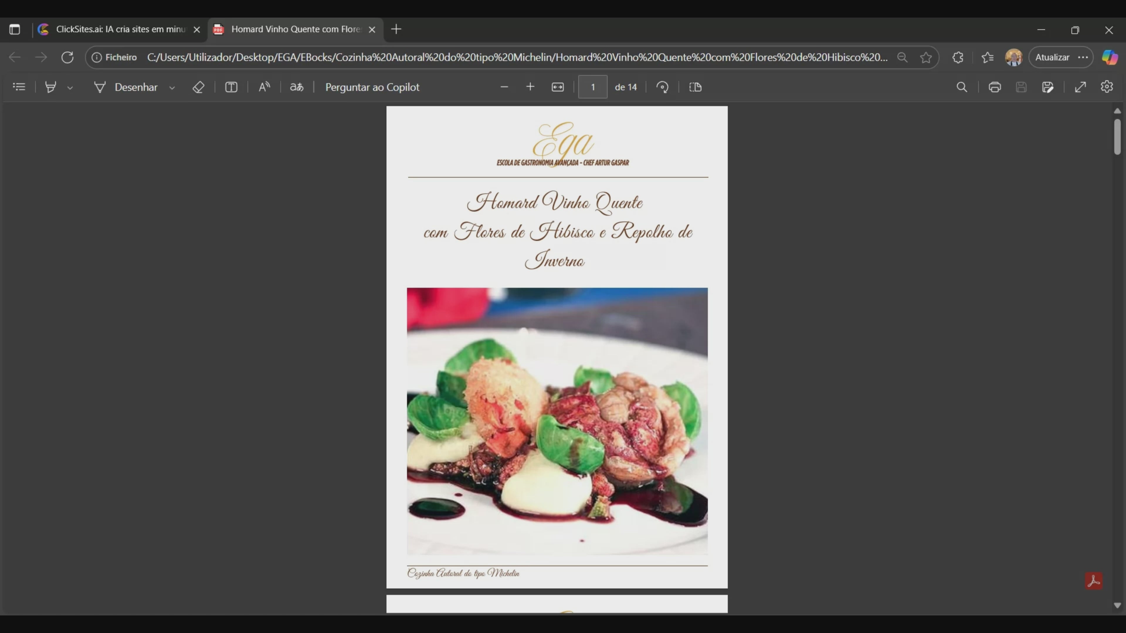 Homard Vinho Quente com Flores de Hibisco e Repolho de Inverno